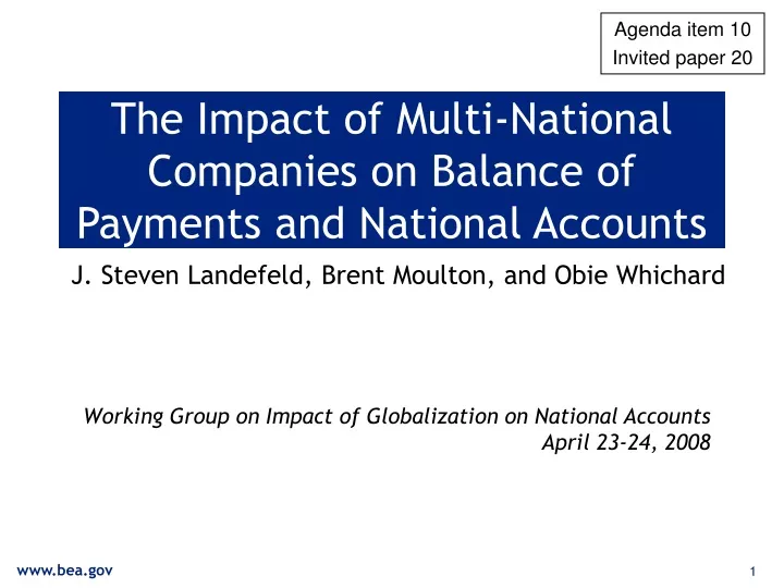 the impact of multi national companies on balance of payments and national accounts