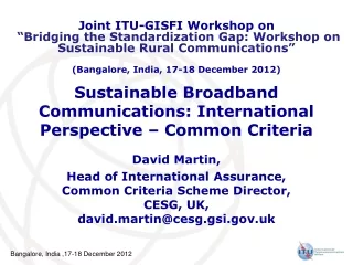 Sustainable Broadband Communications: International Perspective – Common Criteria