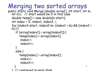 Merging two sorted arrays