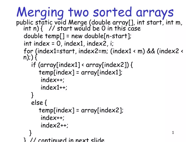 merging two sorted arrays