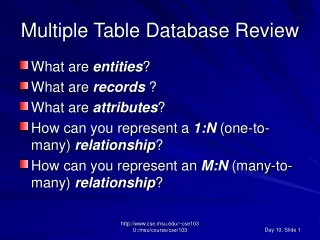 Multiple Table Database Review