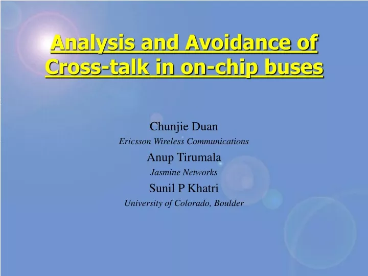 analysis and avoidance of cross talk in on chip buses