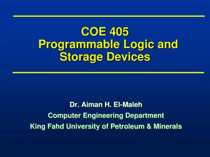 coe 405 programmable logic and storage devices