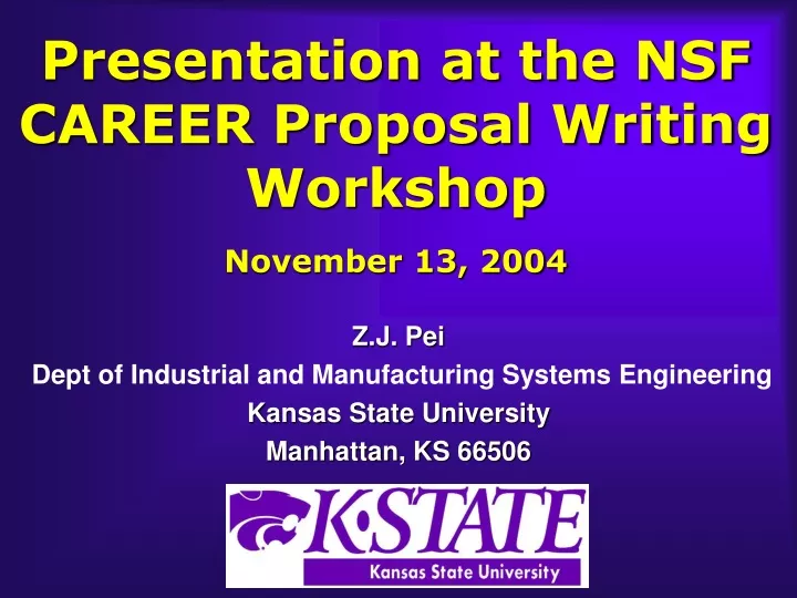 presentation at the nsf career proposal writing