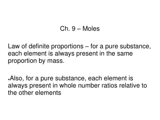 Ch. 9 – Moles