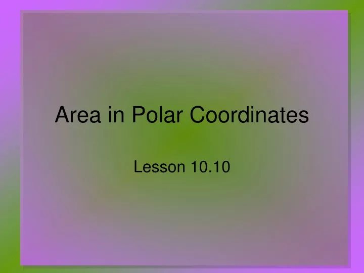 area in polar coordinates