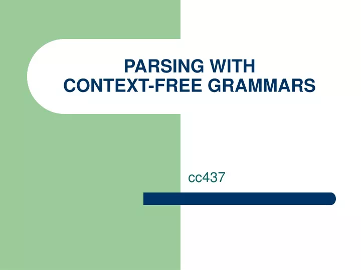 parsing with context free grammars