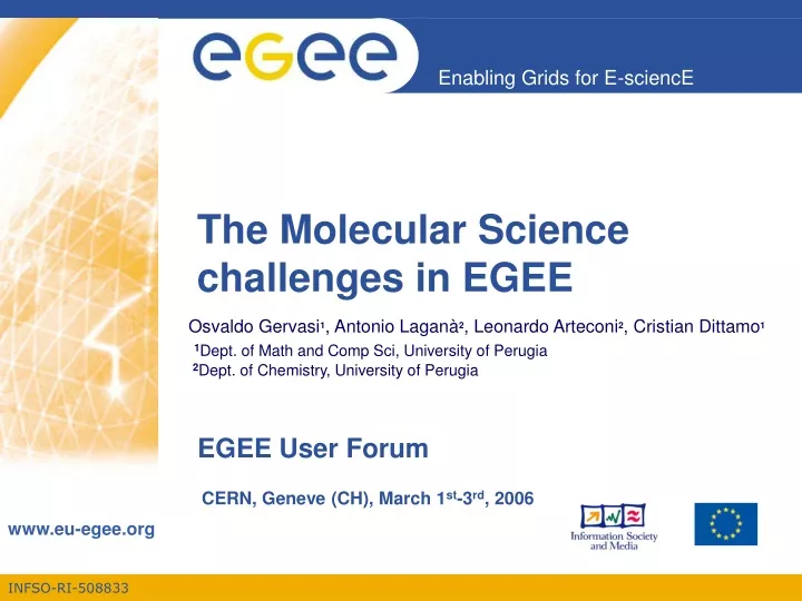 the molecular science challenges in egee