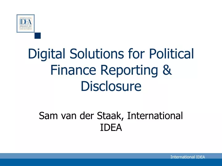 digital solutions for political finance reporting disclosure