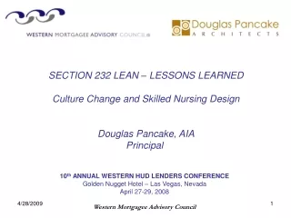 10 th  ANNUAL WESTERN HUD LENDERS CONFERENCE Golden Nugget Hotel – Las Vegas, Nevada