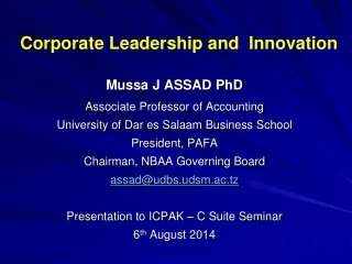 Corporate Leadership and  Innovation