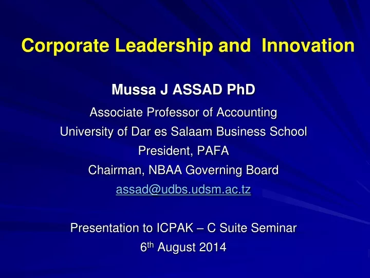 corporate leadership and innovation