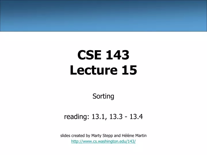 cse 143 lecture 15
