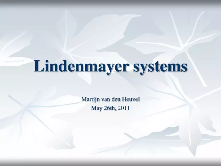 lindenmayer systems