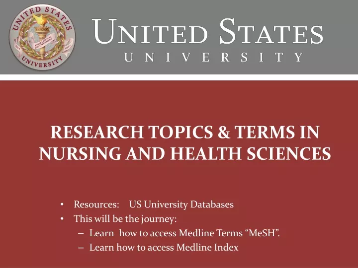 research topics terms in nursing and health sciences