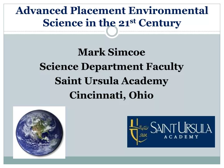advanced placement environmental science in the 21 st century