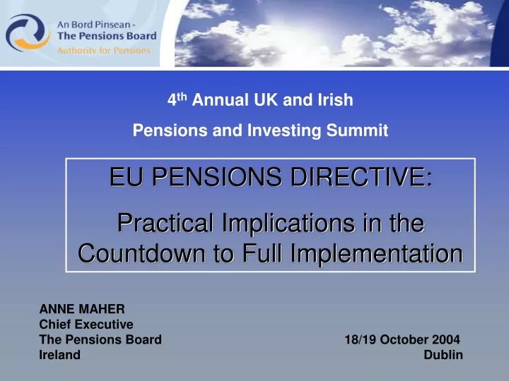 4 th annual uk and irish pensions and investing
