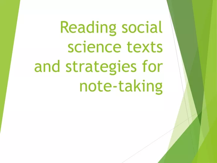reading social science texts and strategies for note taking