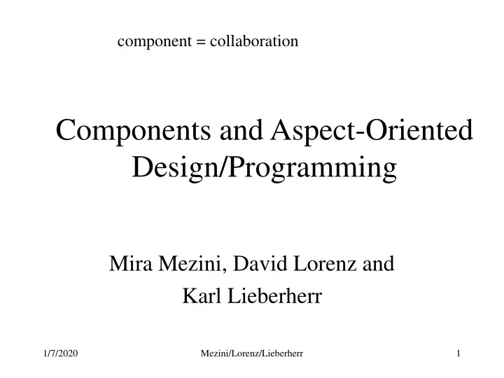 components and aspect oriented design programming