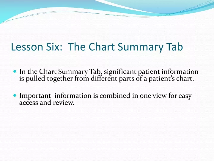 lesson six the chart summary tab