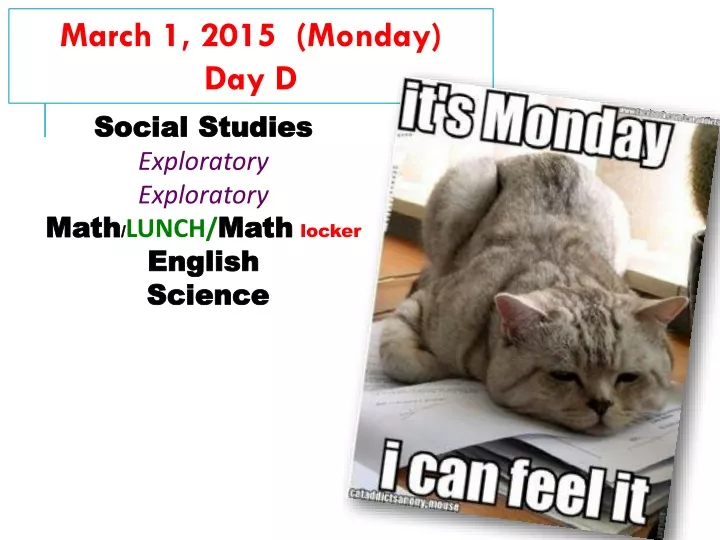 march 1 2015 monday day d