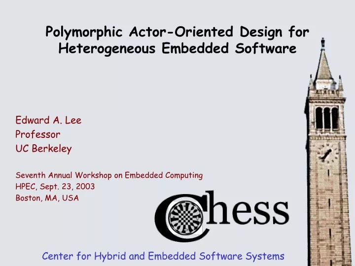 polymorphic actor oriented design for heterogeneous embedded software