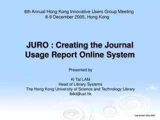 JURO : Creating the Journal Usage Report Online System