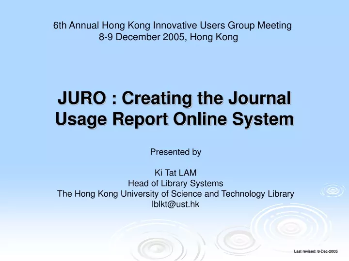 juro creating the journal usage report online system