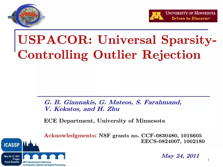 uspacor universal sparsity controlling outlier rejection