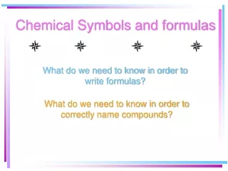 Chemical Symbols and formulas
