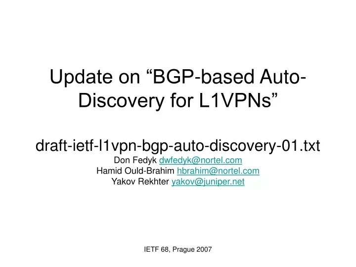 update on bgp based auto discovery for l1vpns