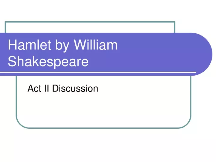 hamlet by william shakespeare
