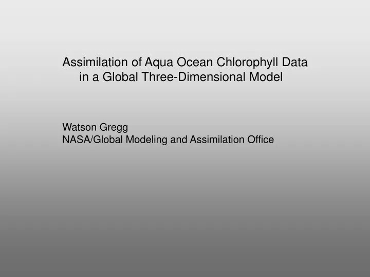 assimilation of aqua ocean chlorophyll data