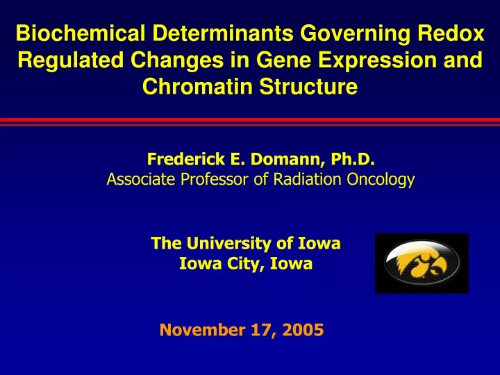 biochemical determinants governing redox
