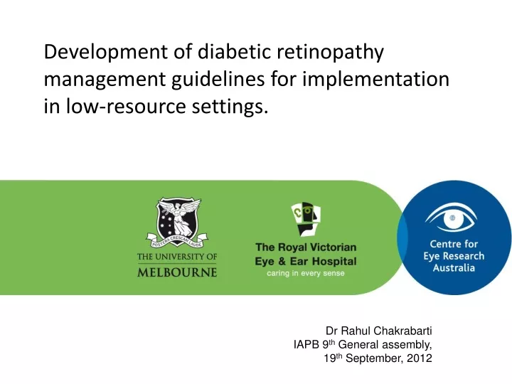 development of diabetic retinopathy management