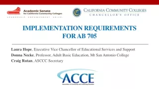 Implementation requirements for ab 705