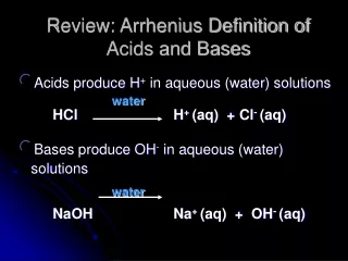 Review: Arrhenius Definition of  Acids and Bases