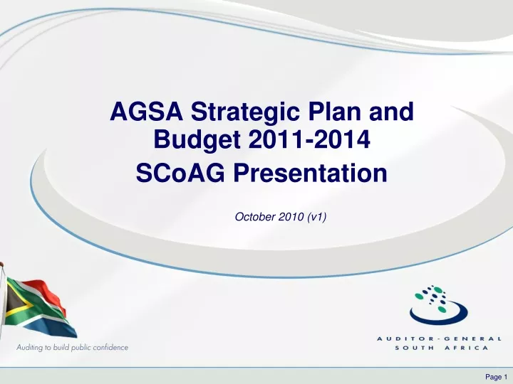 agsa strategic plan and budget 2011 2014 scoag presentation