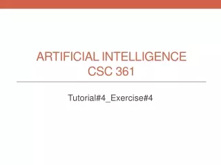 Artificial Intelligence CSC  361