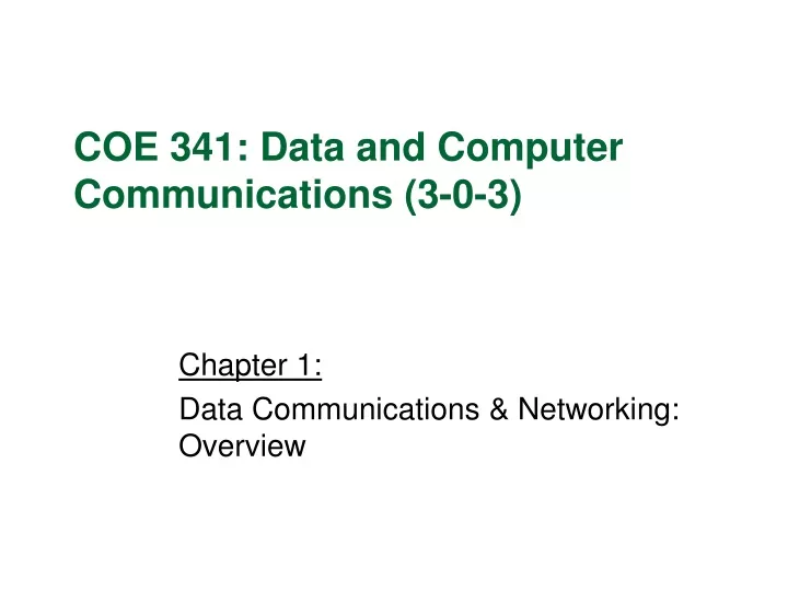 chapter 1 data communications networking overview