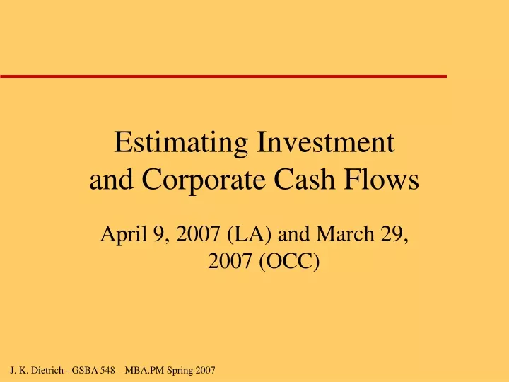 estimating investment and corporate cash flows