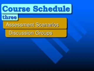 Course Schedule three 	Assessment Scenarios 	  Discussion Groups