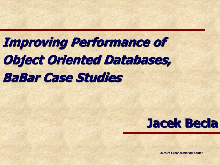 improving performance of object oriented