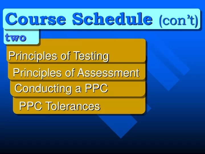 course schedule con t two principles of testing