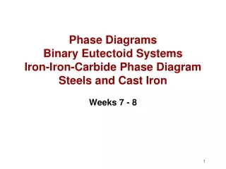 Phase Diagrams Binary Eutectoid Systems Iron-Iron-Carbide Phase Diagram Steels and Cast Iron