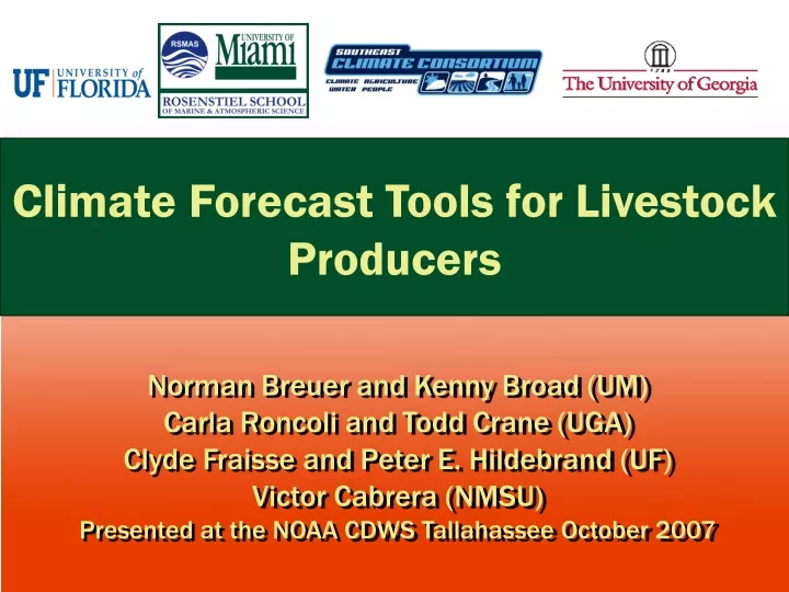 climate forecast tools for livestock producers