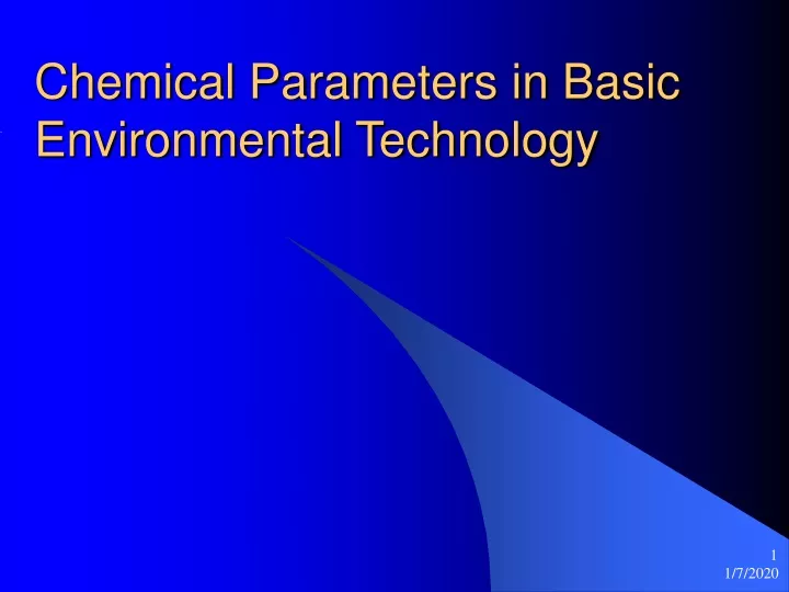 chemical parameters in basic environmental technology