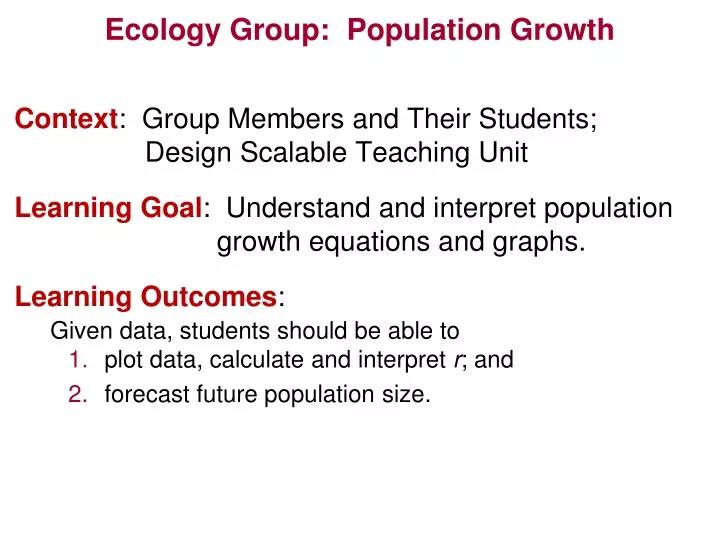 ecology group population growth