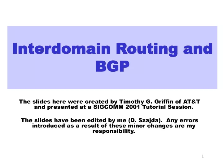 interdomain routing and bgp