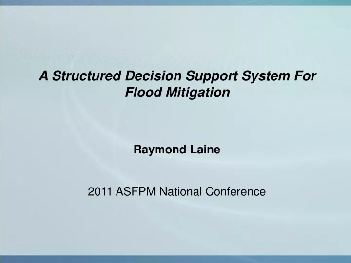 a structured decision support system for flood